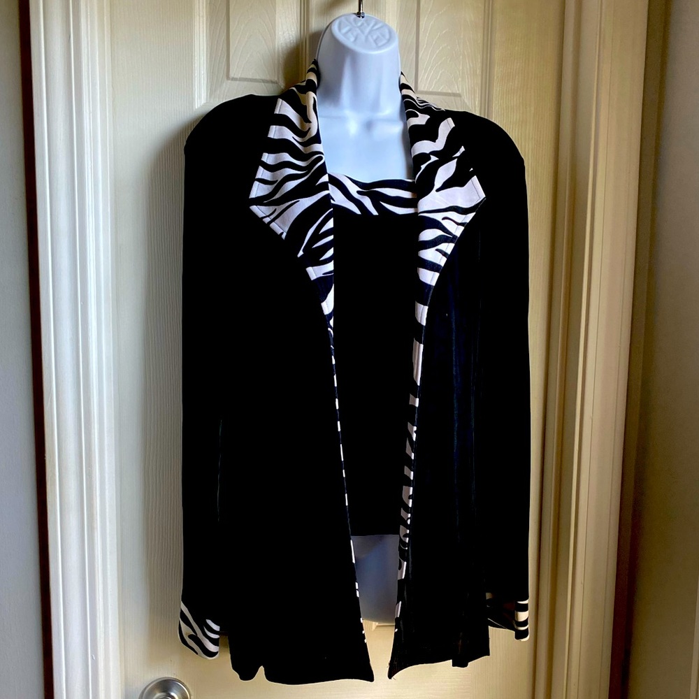 Zebra and Black Top and Jacket Set